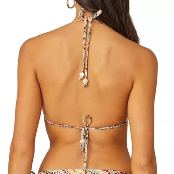 Shoshanna Halter Tie Neck Ring Triangle Bikini Top Size L Multicolor - Picture 2 of 3